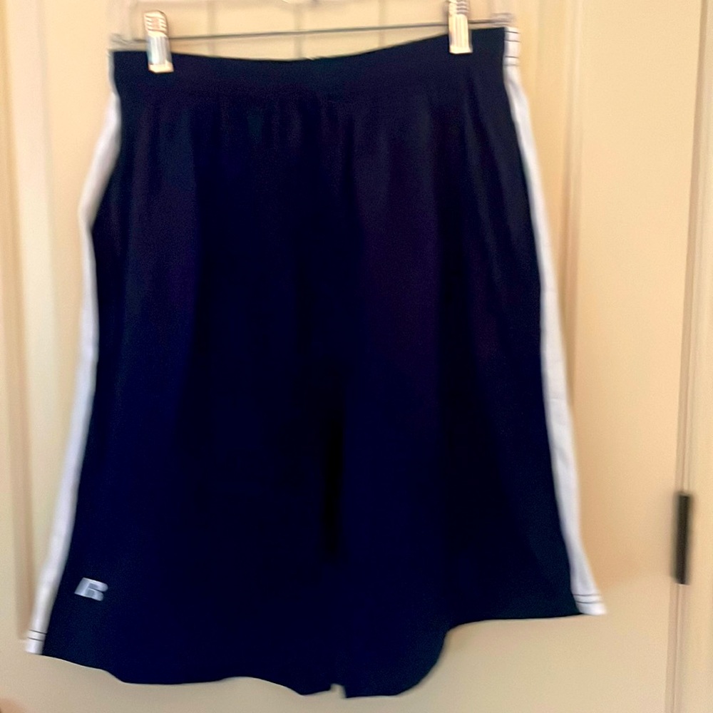 Russell navy with pockets and thick white strip